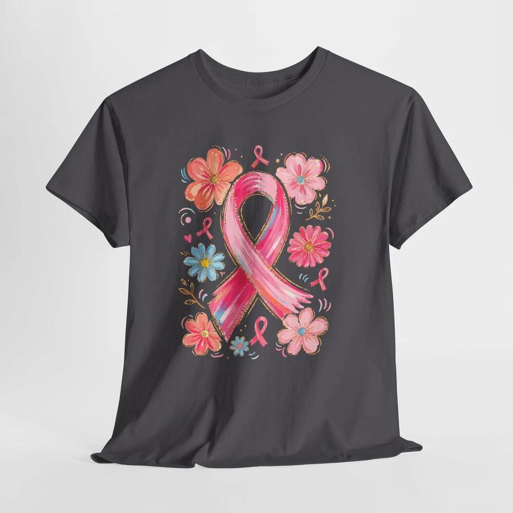 Ribbon Floral Awareness T-Shirt Hope Ribbon Tee